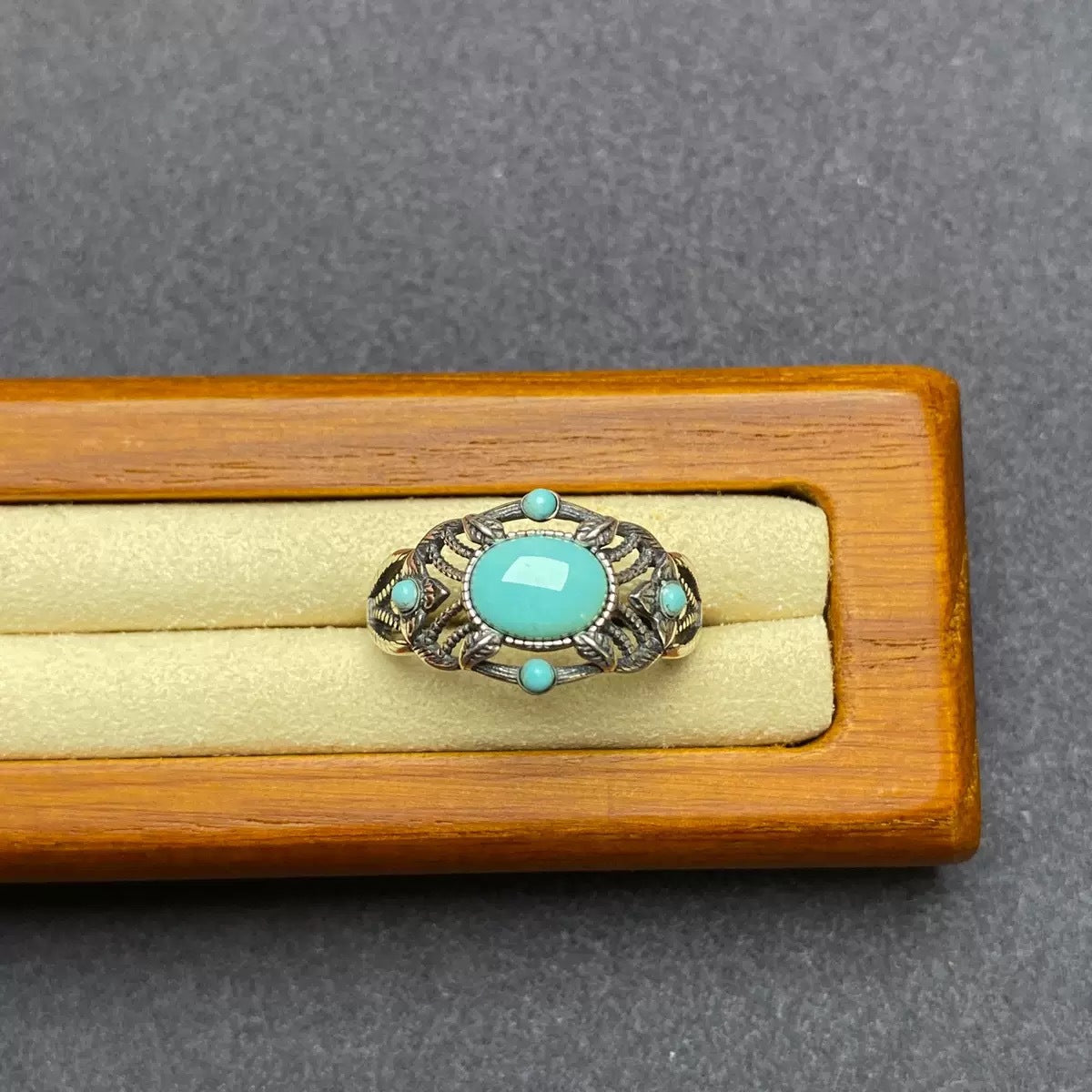 S925 Silver Turquoise & Red Agate Ring – Vintage Ethnic Open Design