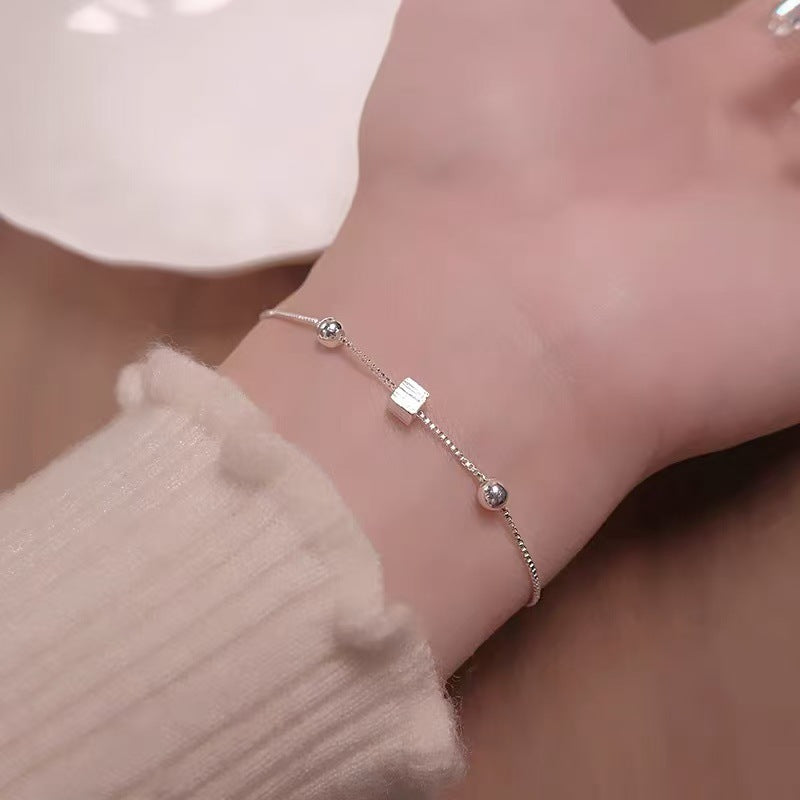 S925 silver simple temperament fresh and sweet niche design ins bracelet