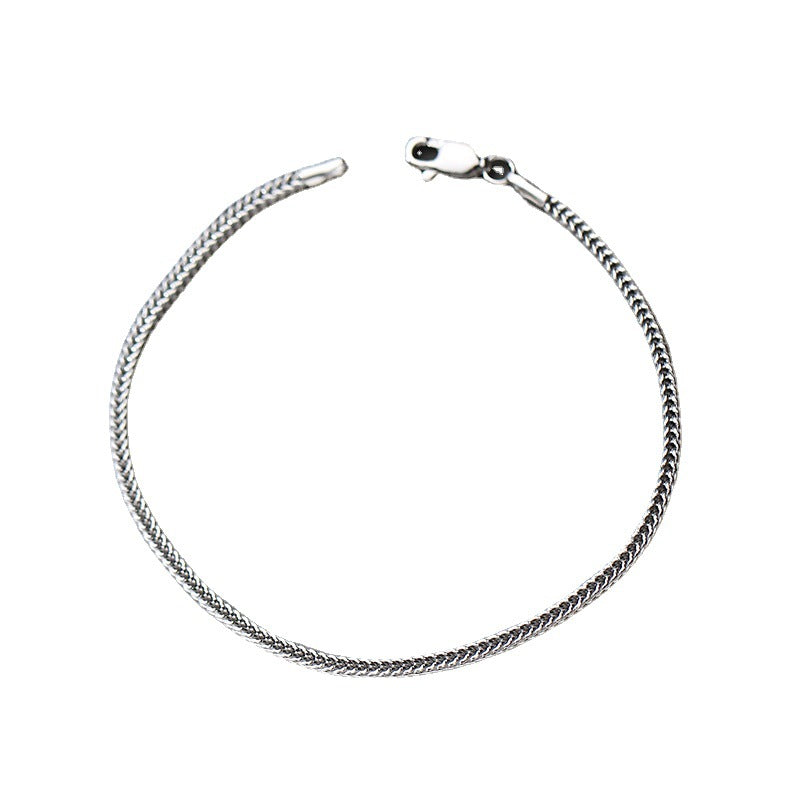 S925 Silver Woven Bracelet for Men – Modern Korean-Inspired Style