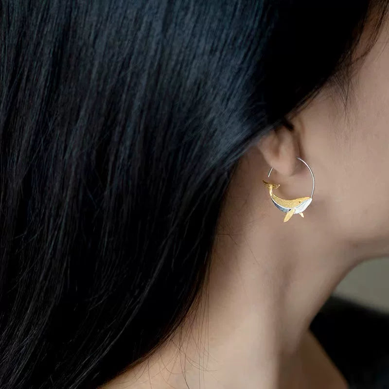 "Getaway" S925 sterling silver earrings Kunpeng whale has a unique shape and exquisite beauty designer original