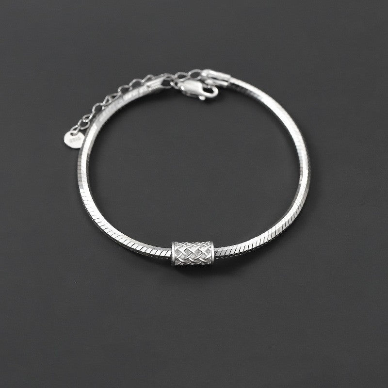 S925 silver-plated bracelet for men, trendy men's snake bone chain, simple and elegant hand accessory, niche bracelet, birthday gift for men