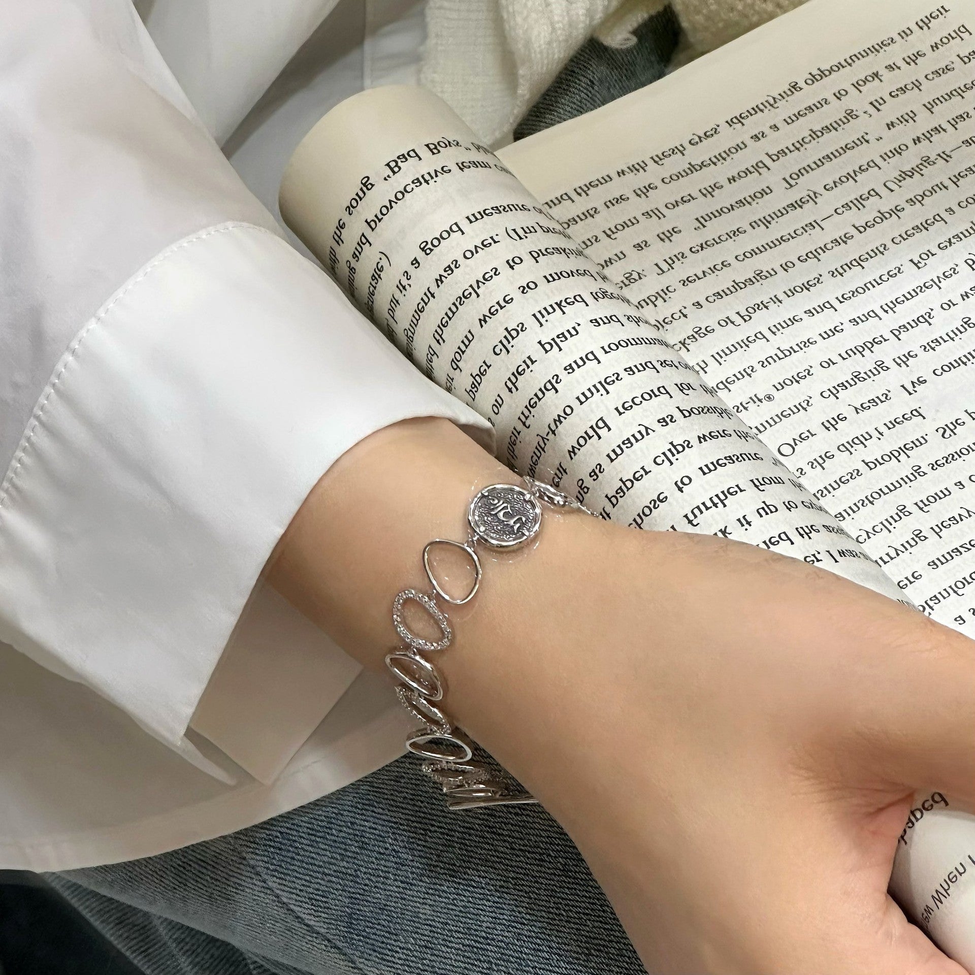 S925 pure silver green Tara seed irregular ring OT clasp round ring bracelet new Chinese niche bracelet