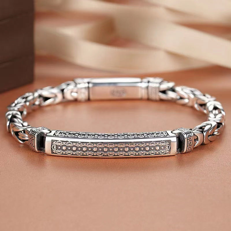 Retro Silver Echo Bracelet for Men – Bold Vintage Style