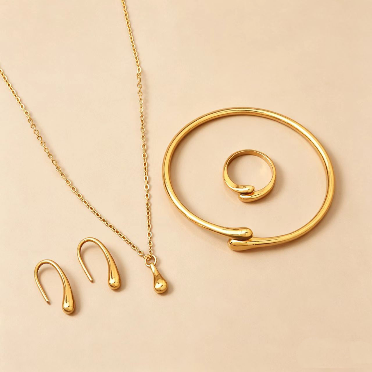 S925 Silver Waterdrop Jewelry Set – Elegant Four-Piece Women’s Collection