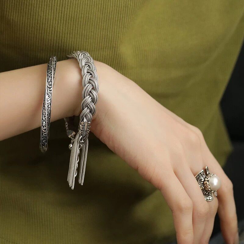 925 Silver Mobius Bracelet for Women – Vintage Chinese Elegance