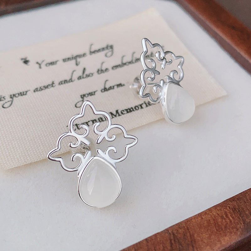 S925 Silver Agate Stud Earrings – Ram’s Horn Nomadic Style Elegance