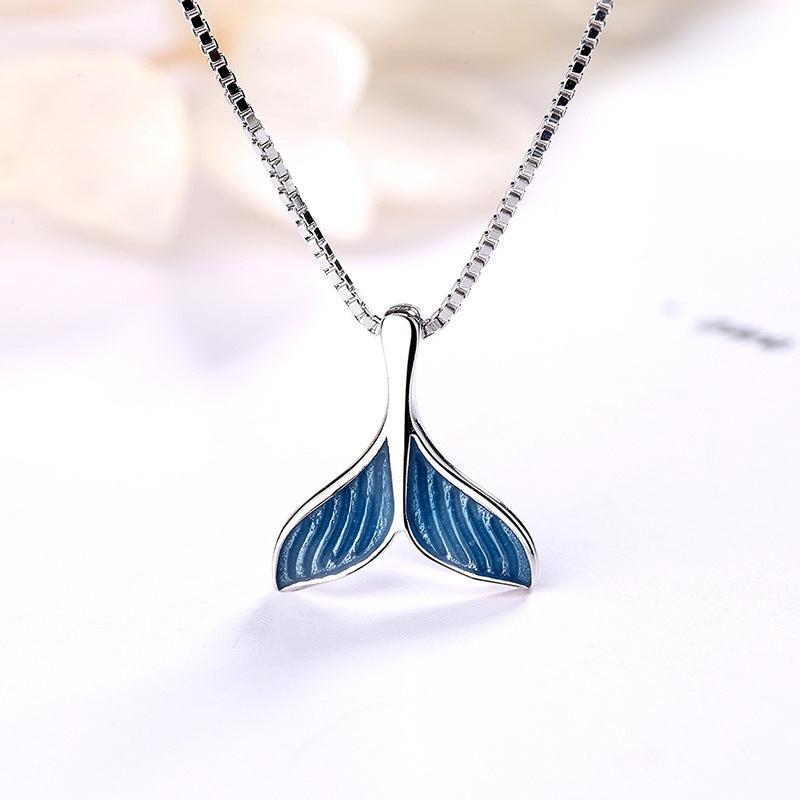 S925 Sterling Silver Dream Blue Fishtail Jewelry Set – Light Luxury Clavicle Chain