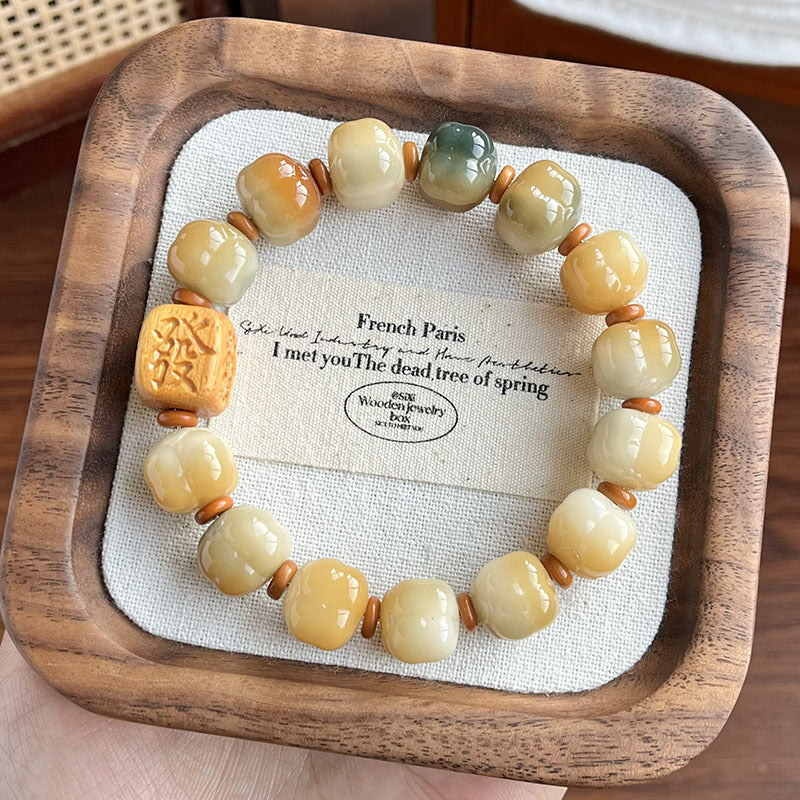 Popular live streaming products: Dunhuang small persimmon Bodhi single ring bracelet for men and women, collectible cultural antique bracelet, Bodhi root design wholesale
