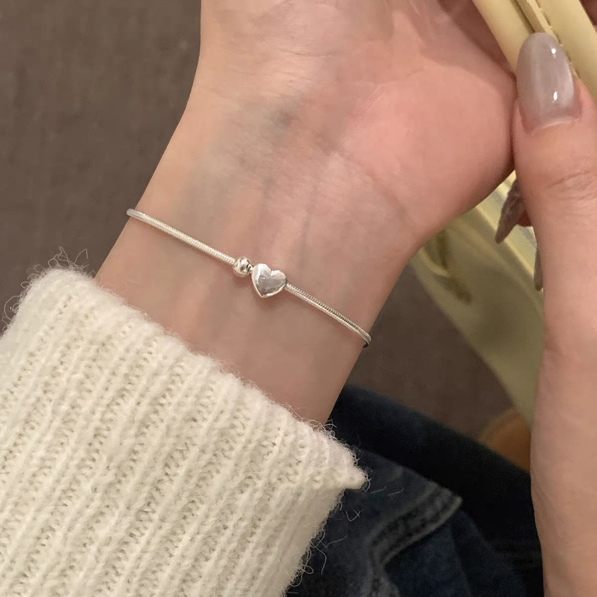 S925 silver simple temperament fresh and sweet niche design ins bracelet