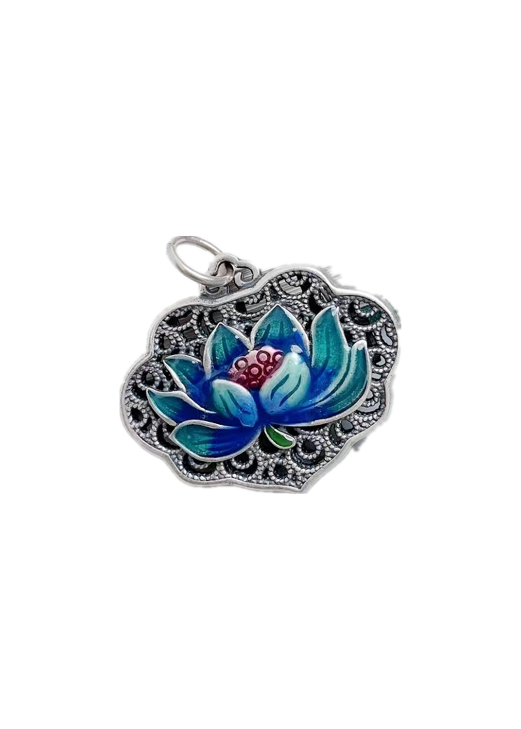 S925 Anemone Heart Sutra Necklace for Men and Women Painted Lang Lotus Ruyi Lock Pendant Vintage Clavicle Chain Tanabata Gift