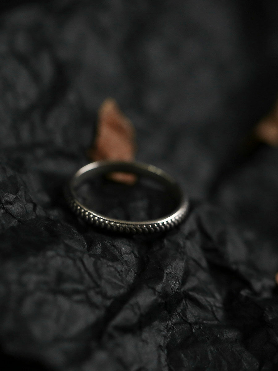 Veinsbrick "Reverse Scale" Retro Aged Sterling Silver S925 Men's and Women's Closed Rings