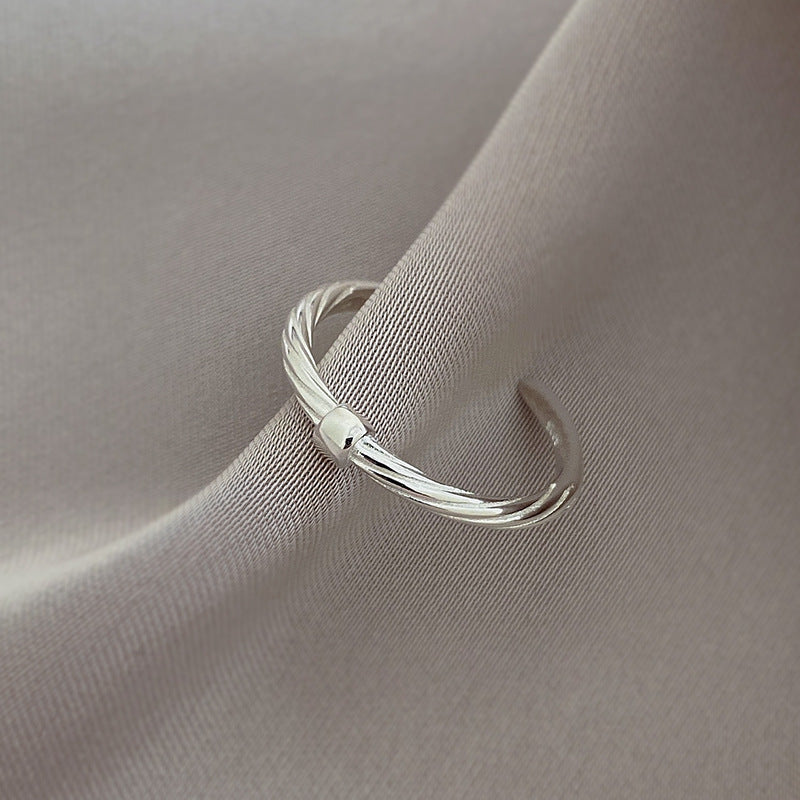 925 sterling silver square ring, silver women's ins trendy design, niche design, fine vein plain ring, index finger ring, light luxury and high-end