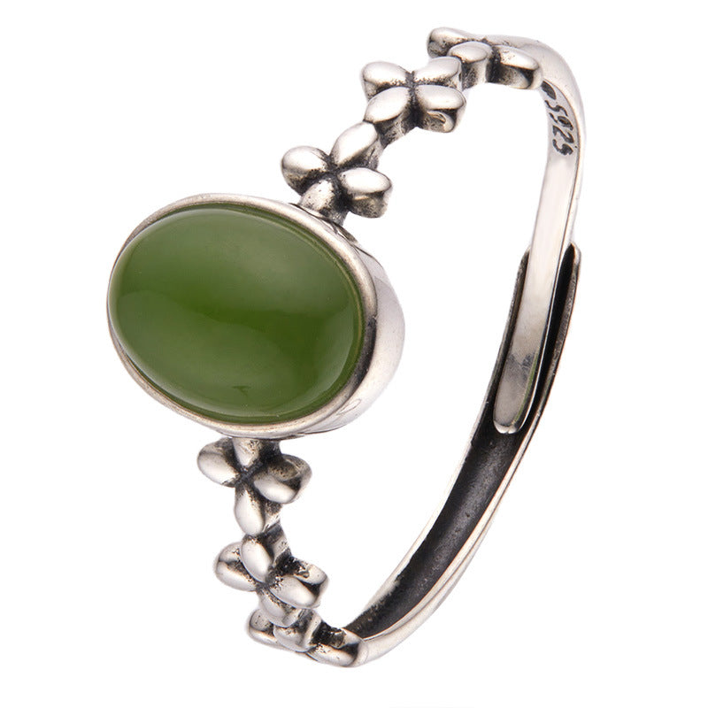 S925 pure silver natural lapis gold tiger's eye jade colored treasure Thai silver ring for women, trendy design Xiaohongshu Douyin bestseller